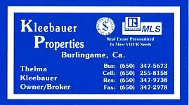 Kleebauer Properties,Thelma Kleebauer, Burlingame, CA