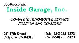 Inside Garage, Joe Faccenda, Daly City, CA